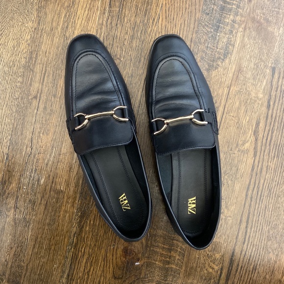 Zara Soft Flat Leather Loafers Womens Black Shoes Size 42 - Picture 7 of 7
